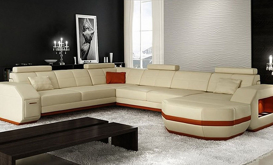 Emma - U Leather Sofa Lounge Set